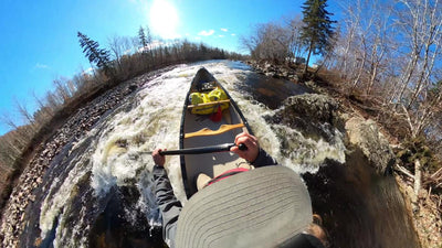 Keep your paddle in the water! Margaree River Solo Canoe - Split Screen Drone and Wide Angle